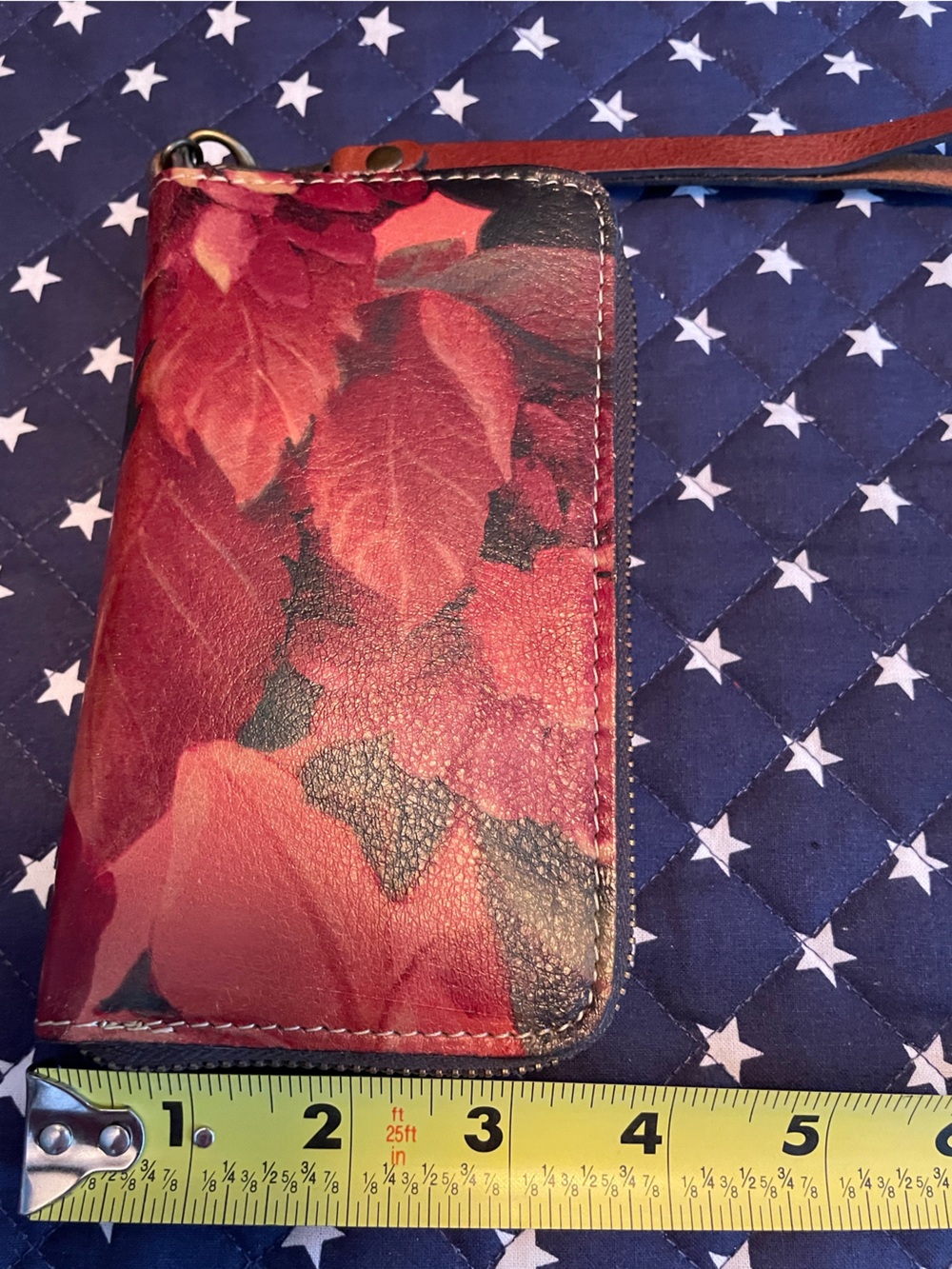 NWT PATRICIA NASH Floral Red Leather Zip Wristlet Wallet